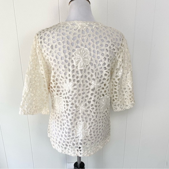 Flair Vintage Floral Lace Sheer Cardigan Cover Up Duster Jacket Elegant Sz M * - Picture 2 of 15